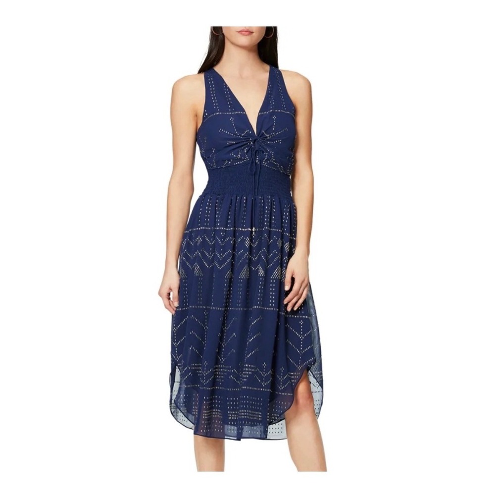 Ramy Brook Mason Dress XS Bone Studded Smocked Midi Boho A0219314 New - Picture 11 of 11